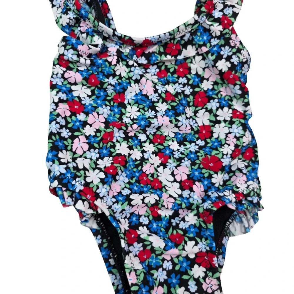 Old Navy Baby Girl Multi Ditsy Floral One Piece Swimsuit 0-3M‎ Ruffle 451461 S1